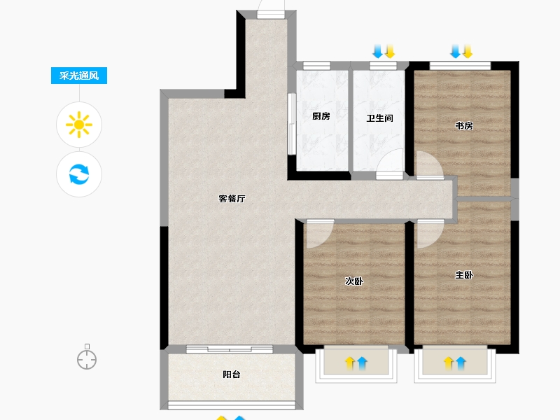 江西省-南昌市-聚仁·滨江悦城-80.02-户型库-采光通风