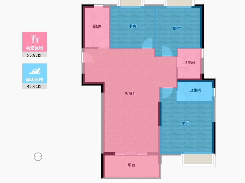 湖北省-武汉市-南益名悦华府-90.77-户型库-动静分区