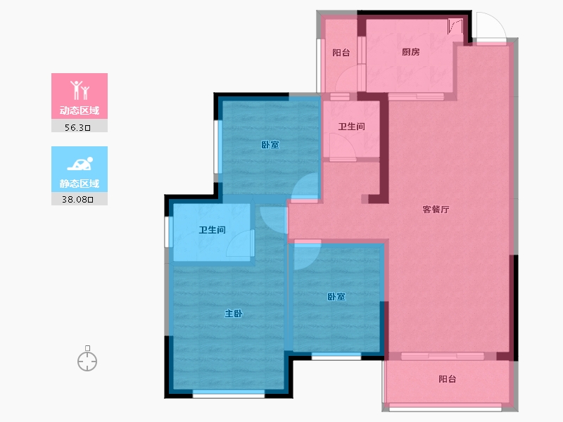 湖南省-长沙市-青竹湖曦园-83.55-户型库-动静分区