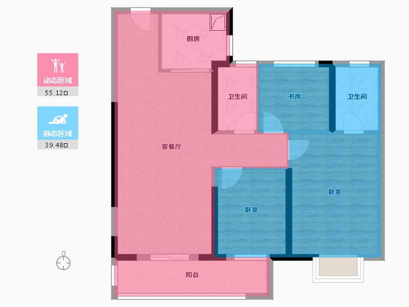 湖北省-武汉市-中建壹品宏泰阅江府-84.00-户型库-动静分区