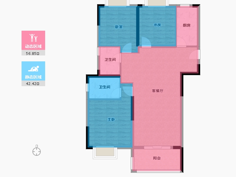 湖北省-武汉市-南益名悦华府-89.43-户型库-动静分区