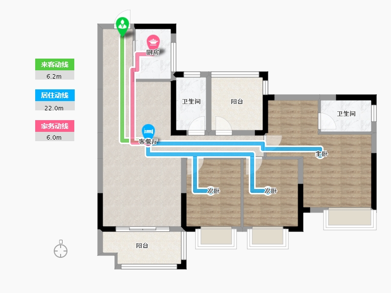 广西壮族自治区-南宁市-交投地产阳光100阿尔勒-91.74-户型库-动静线