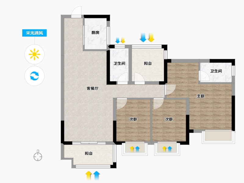 广西壮族自治区-南宁市-交投地产阳光100阿尔勒-91.74-户型库-采光通风