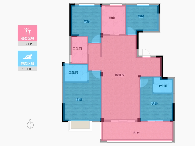 浙江省-宁波市-佳宁府-95.77-户型库-动静分区