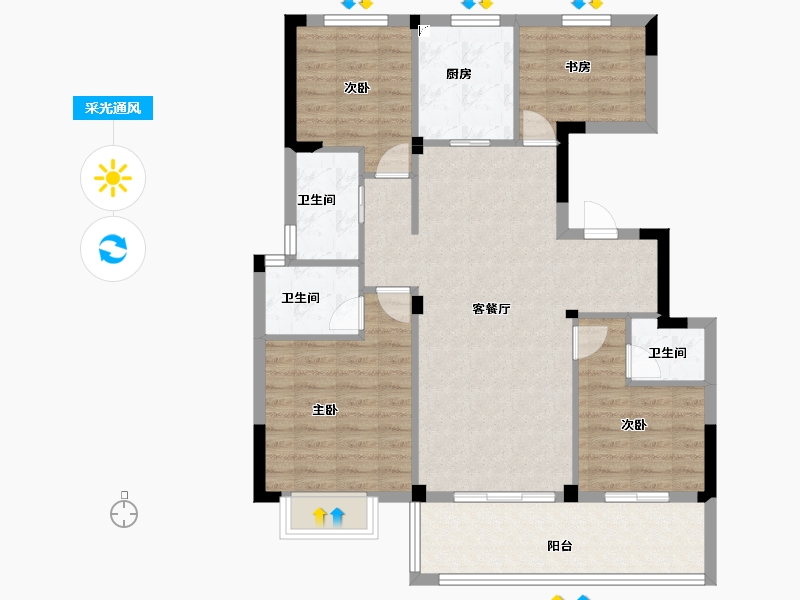 浙江省-宁波市-佳宁府-95.77-户型库-采光通风