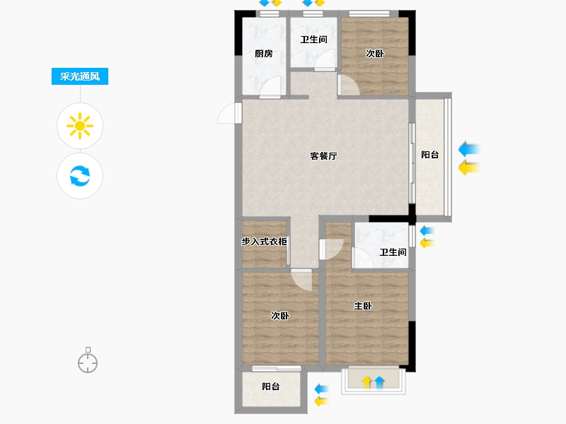 江西省-南昌市-云璟樾城-86.40-户型库-采光通风