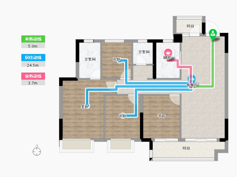 浙江省-嘉兴市-华宸府-95.42-户型库-动静线