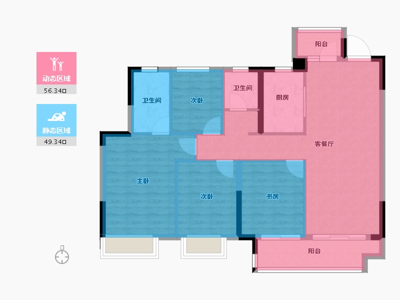 浙江省-嘉兴市-华宸府-95.42-户型库-动静分区