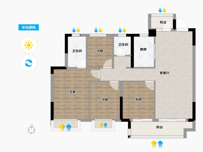 浙江省-嘉兴市-华宸府-95.42-户型库-采光通风