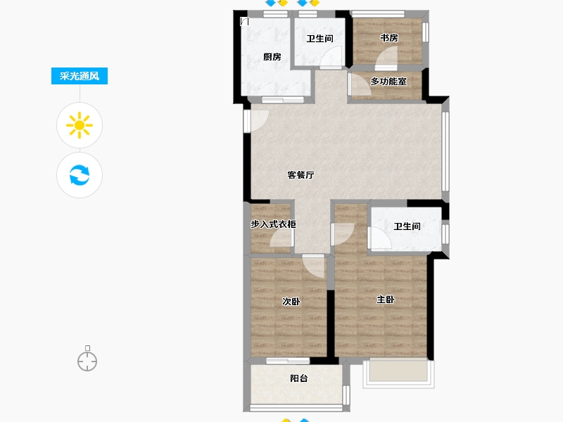 浙江省-宁波市-荣安林语秋月-76.79-户型库-采光通风