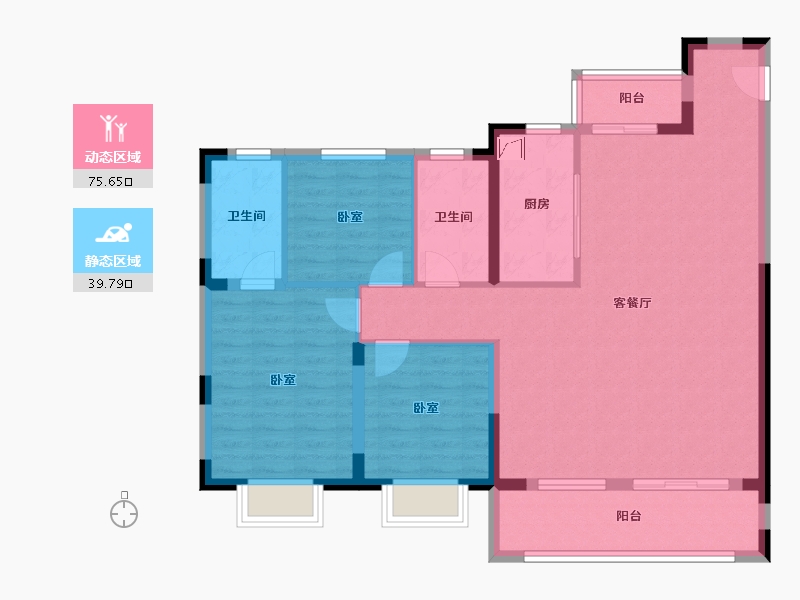 湖北省-武汉市-中建壹品宏泰阅江府-104.00-户型库-动静分区