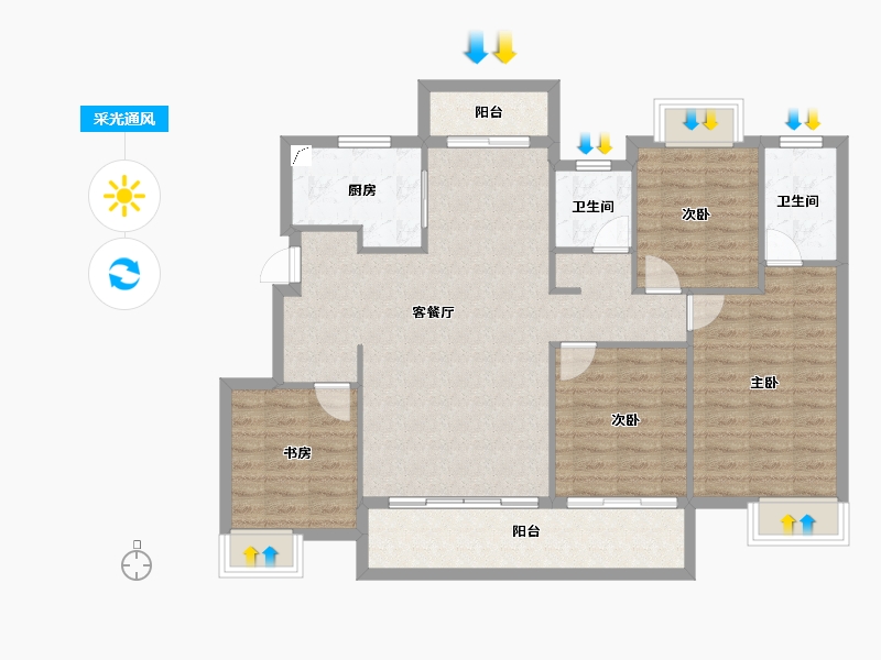 浙江省-杭州市-硕丰西湖里-108.11-户型库-采光通风