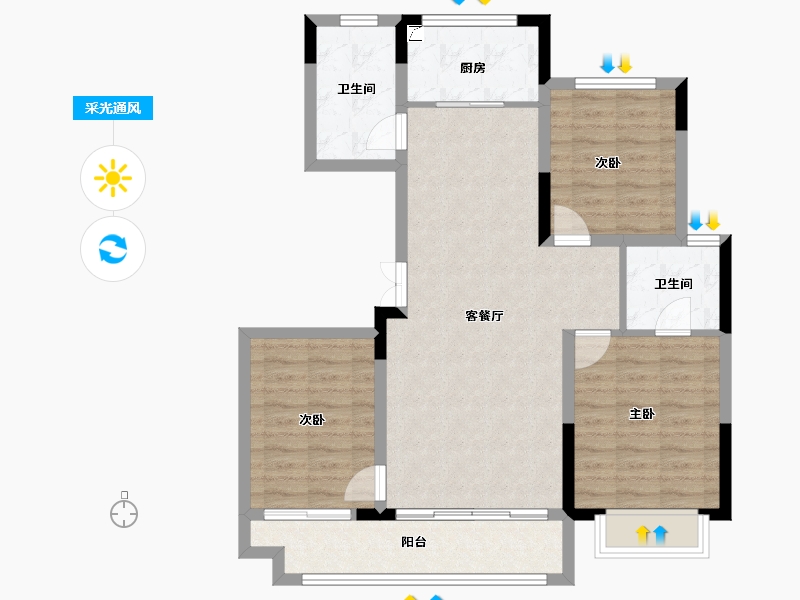 江西省-南昌市-红星中奥广场-87.89-户型库-采光通风