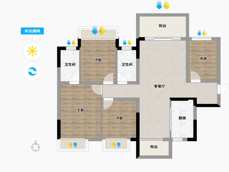 广西壮族自治区-南宁市-九宸府-93.71-户型库-采光通风