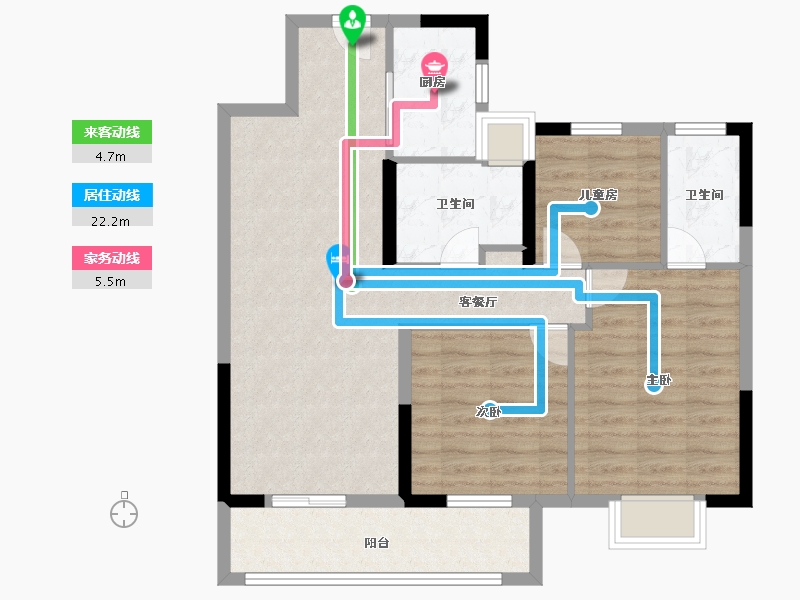 湖北省-武汉市-武汉英赫当代城MOMΛ-84.00-户型库-动静线