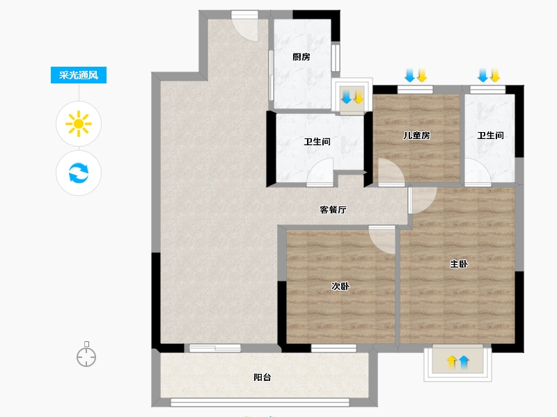 湖北省-武汉市-武汉英赫当代城MOMΛ-84.00-户型库-采光通风