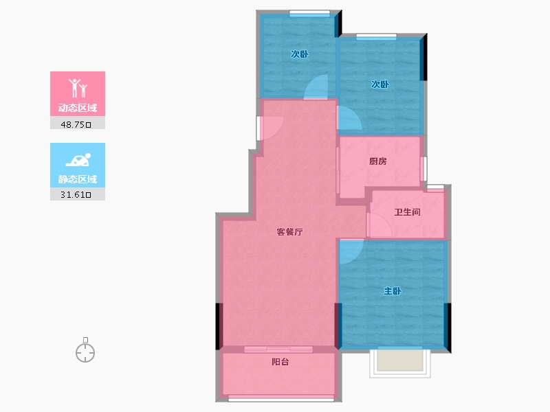 浙江省-宁波市-恒威·悦宾湾-72.80-户型库-动静分区