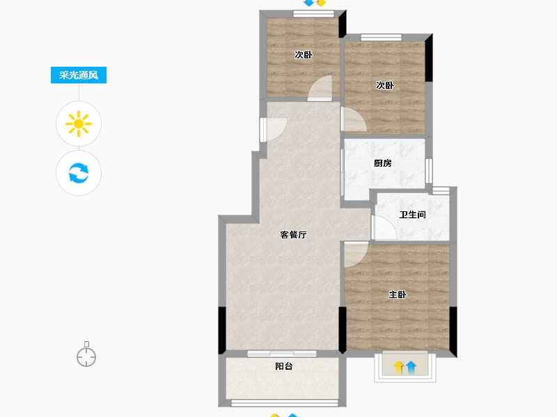 浙江省-宁波市-恒威·悦宾湾-72.80-户型库-采光通风