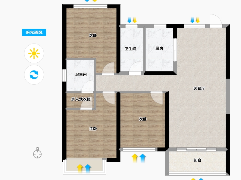 江西省-南昌市-聚仁·滨江悦城-87.99-户型库-采光通风