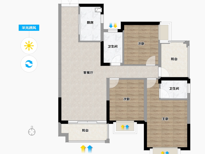 广西壮族自治区-南宁市-交投地产阳光100阿尔勒-91.64-户型库-采光通风