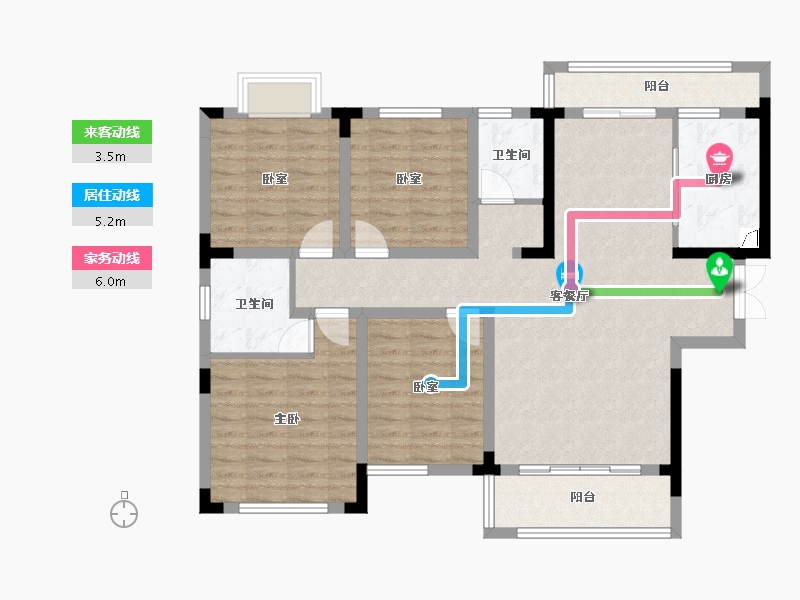 湖南省-长沙市-青竹湖曦园-104.90-户型库-动静线