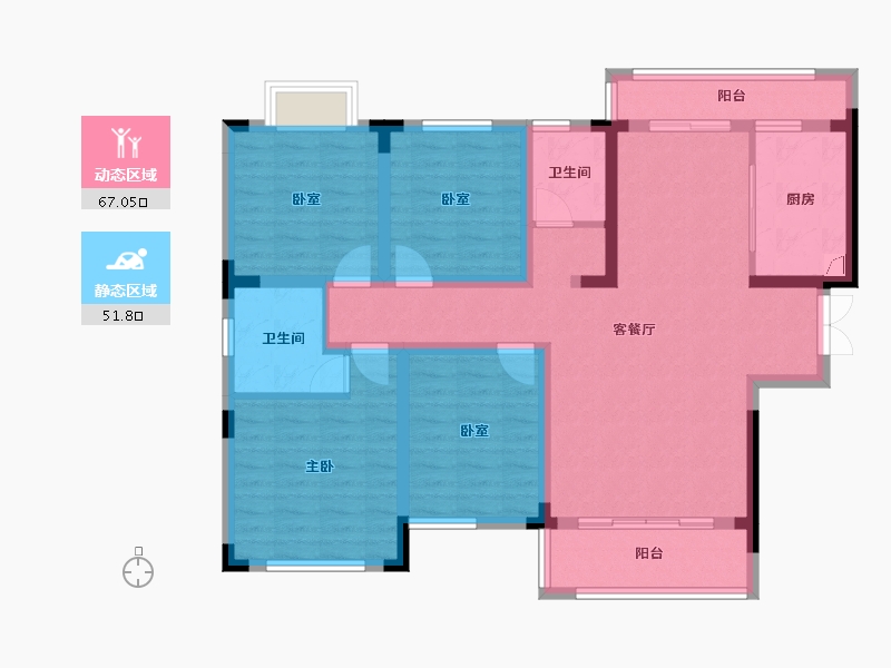 湖南省-长沙市-青竹湖曦园-104.90-户型库-动静分区