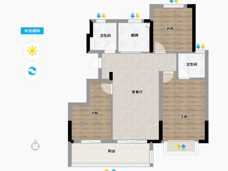 浙江省-宁波市-荣安林语秋月-79.17-户型库-采光通风