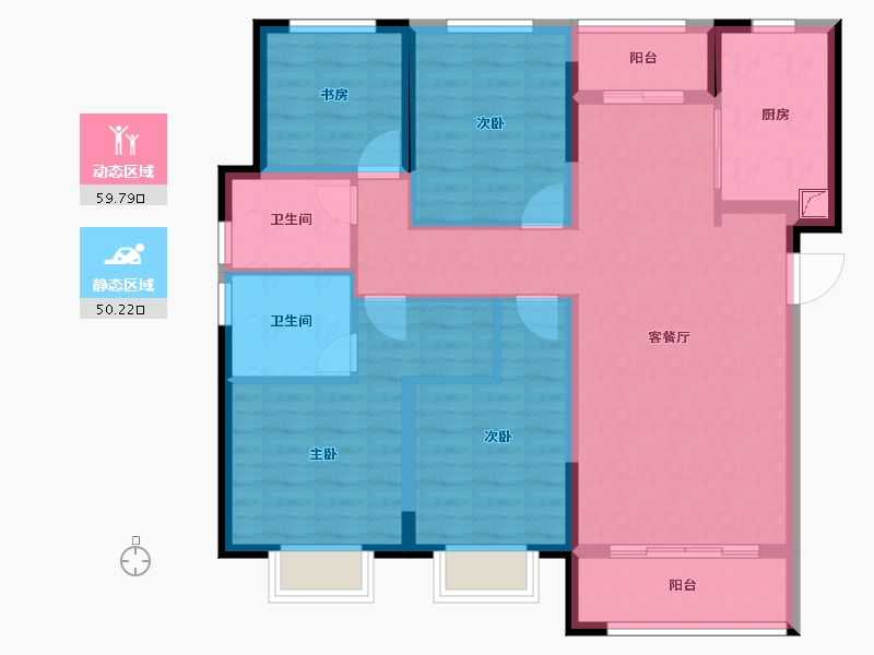 湖南省-长沙市-阳光城·翡丽云邸-97.79-户型库-动静分区