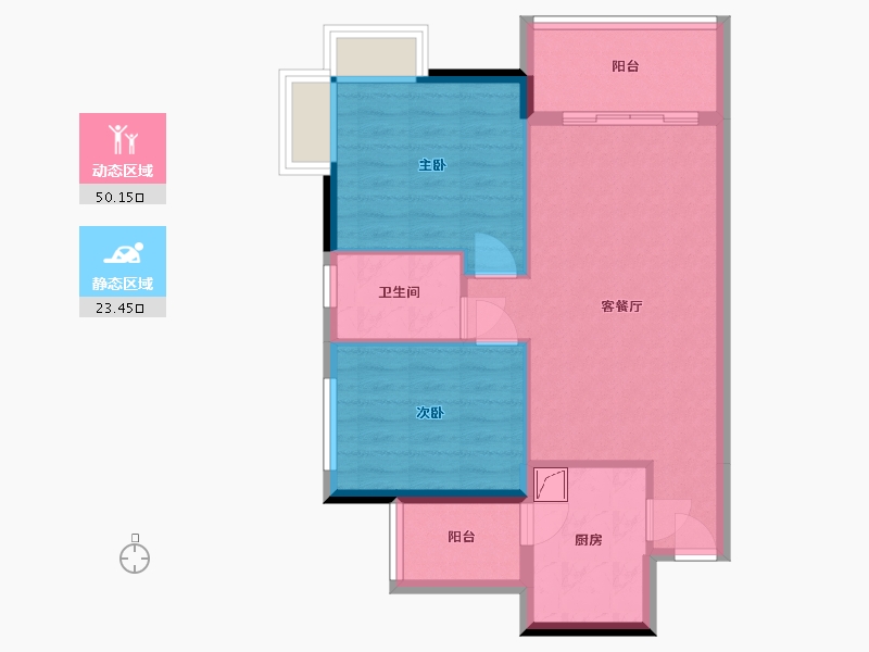 广东省-湛江市-金沙湾-65.00-户型库-动静分区