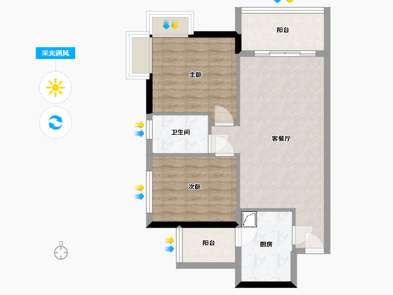 广东省-湛江市-金沙湾-65.00-户型库-采光通风