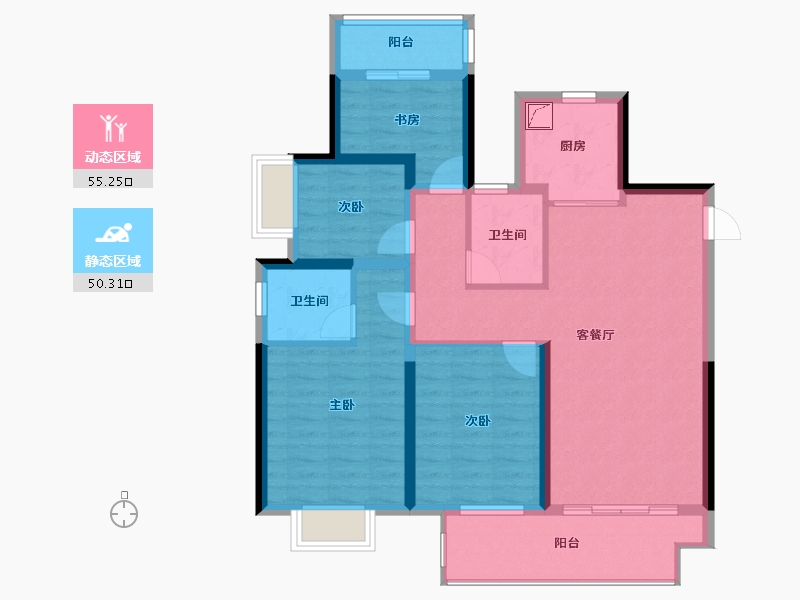 浙江省-宁波市-湖畔云庭-93.60-户型库-动静分区