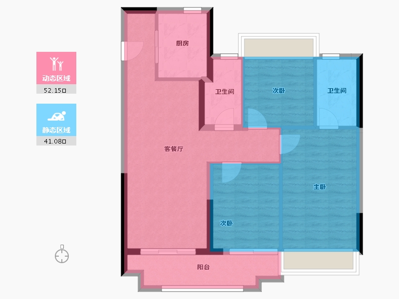 湖北省-武汉市-上坤大都会-84.00-户型库-动静分区