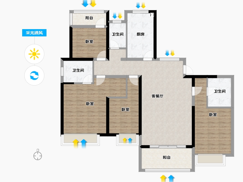 江苏省-无锡市-梁溪本源-128.00-户型库-采光通风