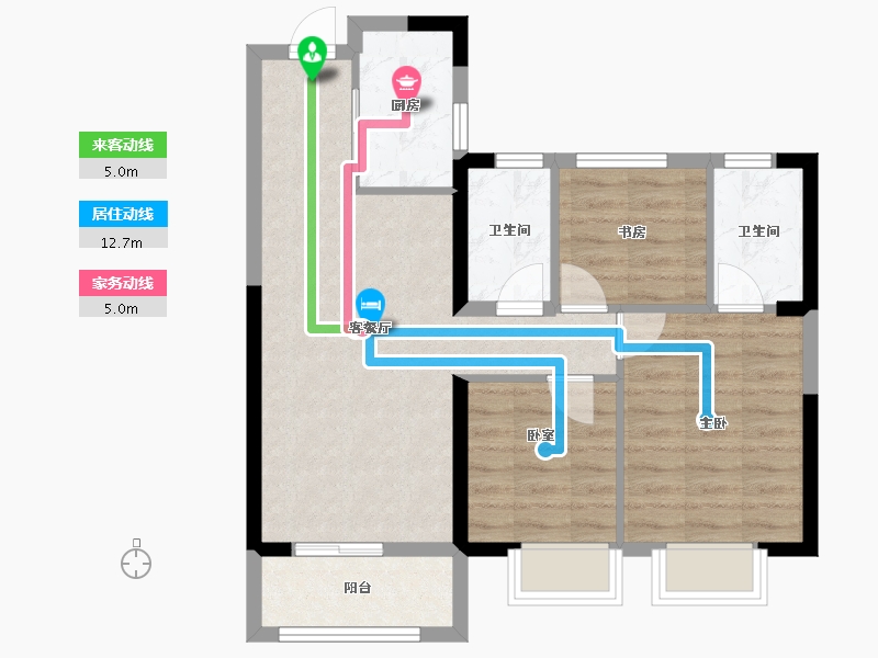 湖北省-武汉市-融创九坤璟宸时代-67.47-户型库-动静线