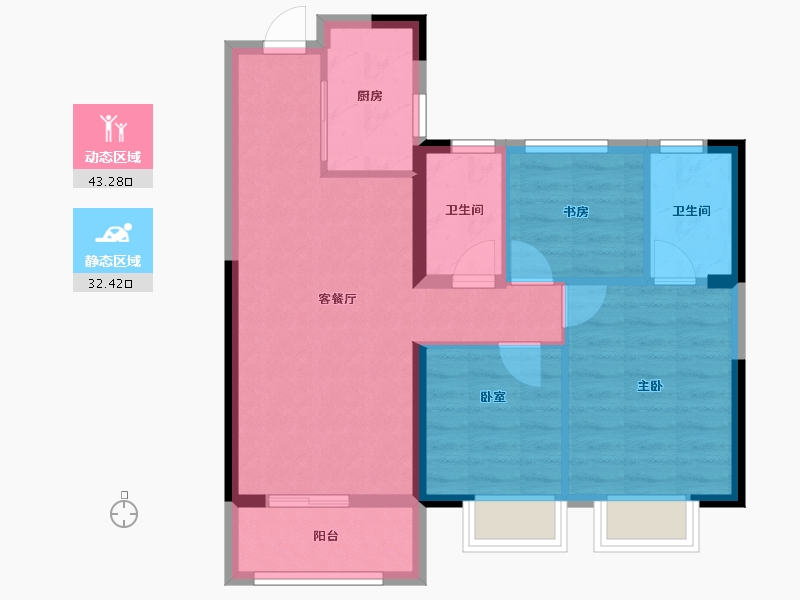 湖北省-武汉市-融创九坤璟宸时代-67.47-户型库-动静分区