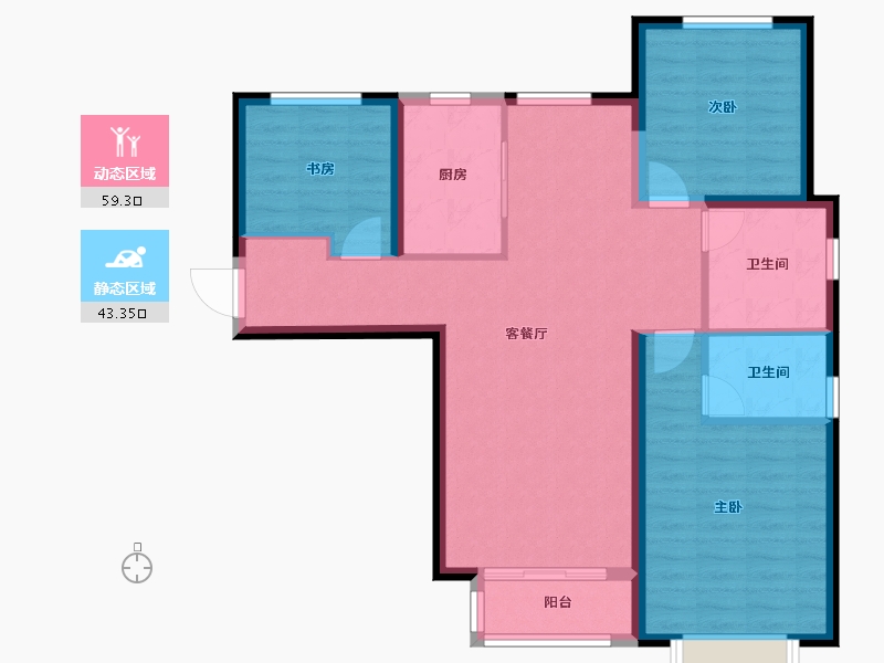 天津-天津市-天津华侨城-92.32-户型库-动静分区