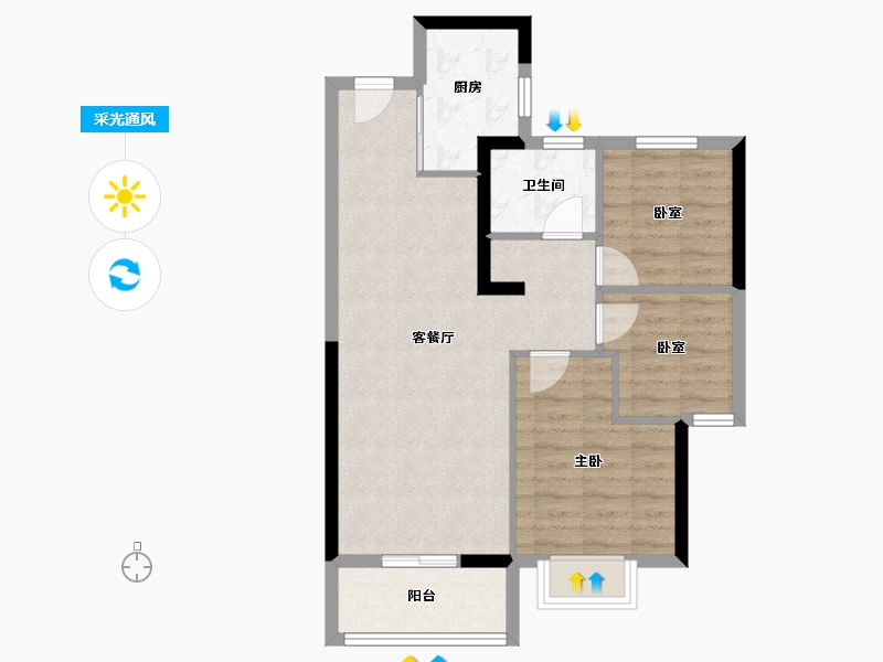 湖北省-武汉市-江樾云著-68.00-户型库-采光通风