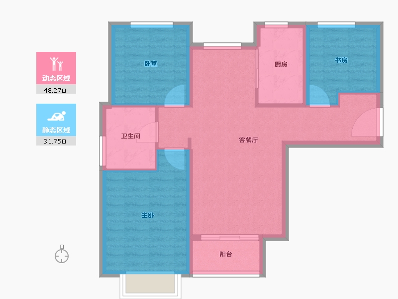 天津-天津市-天津华侨城-71.50-户型库-动静分区