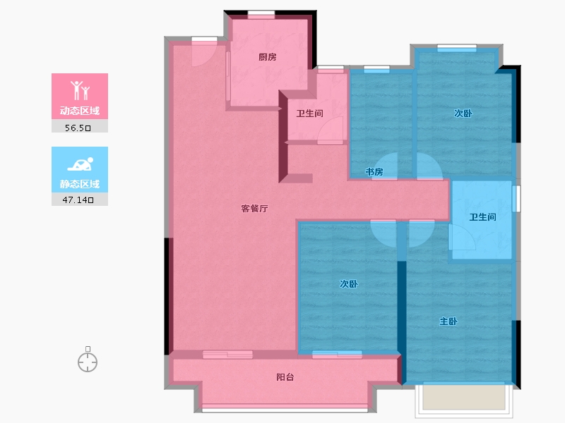 湖北省-武汉市-上坤大都会-92.80-户型库-动静分区