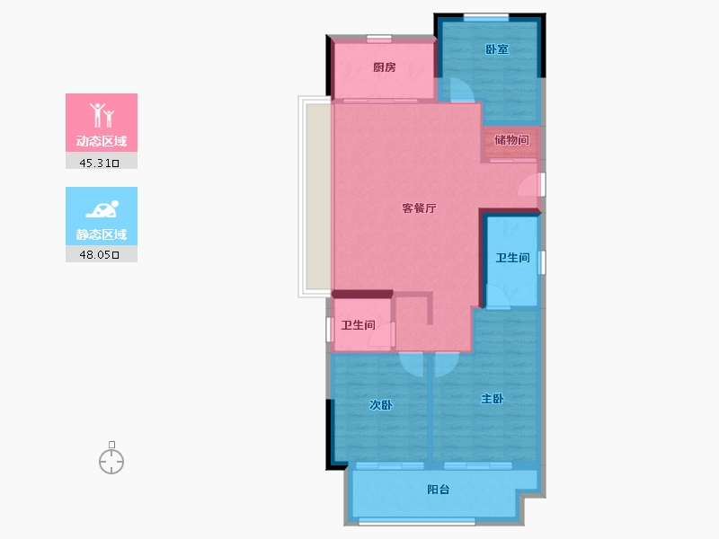 湖北省-武汉市-上坤大都会-84.00-户型库-动静分区