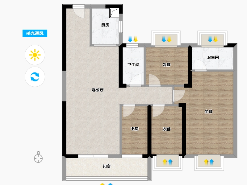 湖北省-武汉市-华侨城欢乐天际-91.29-户型库-采光通风