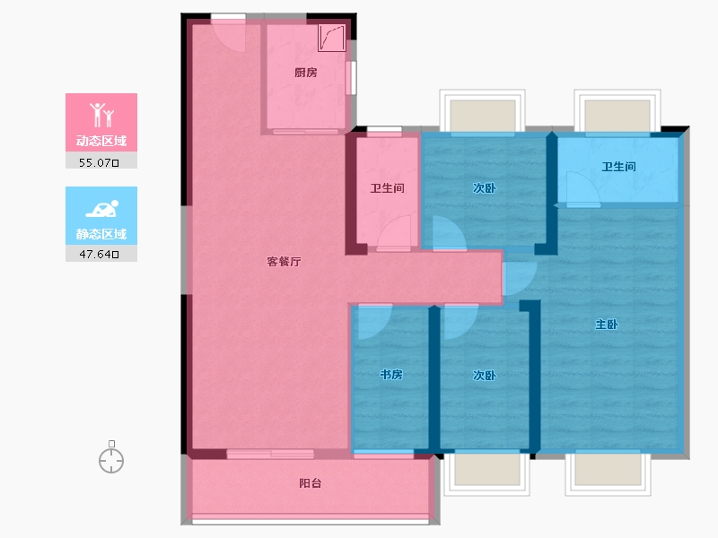 湖北省-武汉市-华侨城欢乐天际-91.29-户型库-动静分区