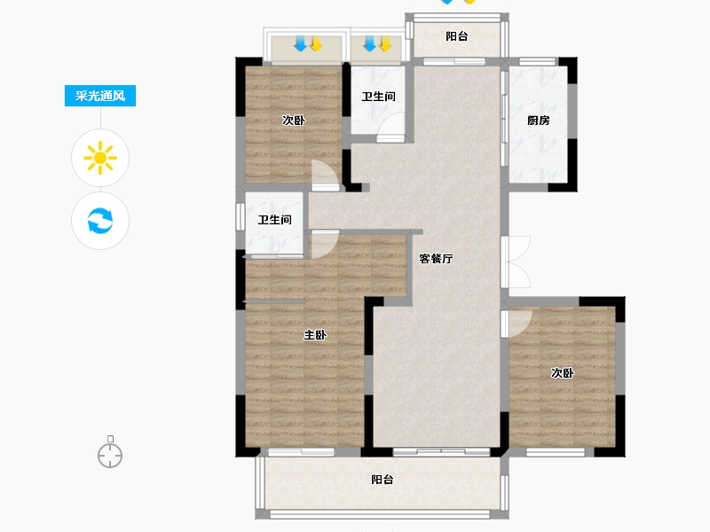 安徽省-阜阳市-纵联天御-108.00-户型库-采光通风