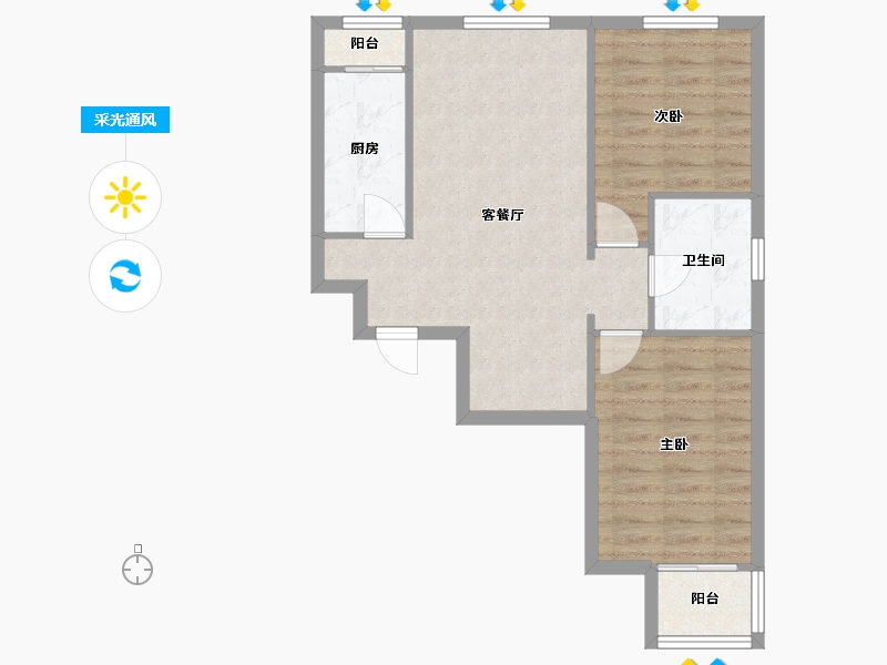 北京-北京市-温泉凯盛家园-二区-64.13-户型库-采光通风