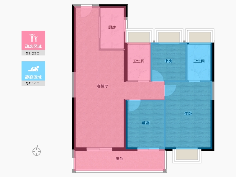 湖北省-武汉市-华侨城欢乐天际-80.45-户型库-动静分区