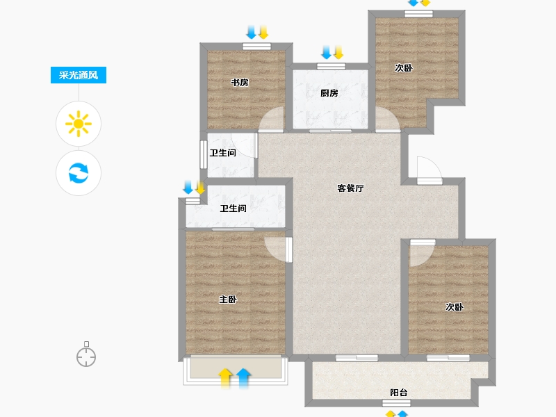 浙江省-宁波市-东原·芳满庭-101.94-户型库-采光通风