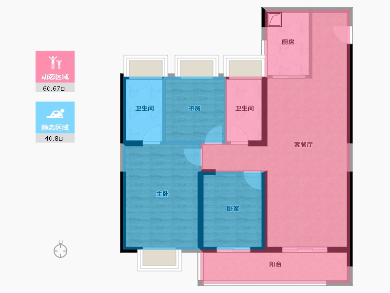 湖北省-武汉市-华侨城欢乐天际-90.78-户型库-动静分区