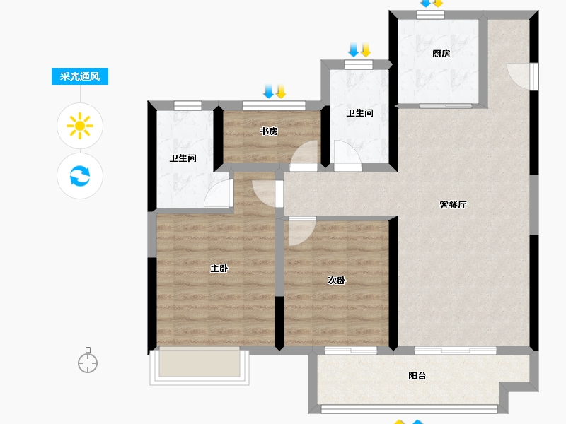 浙江省-宁波市-绿地·悦山府-82.40-户型库-采光通风