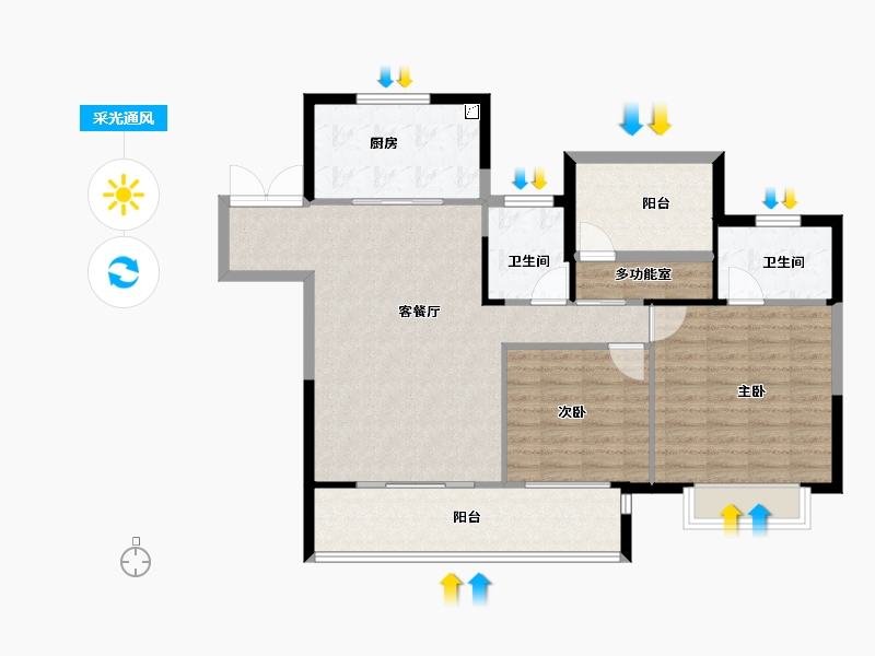 湖南省-长沙市-宁乡吾悦广场-100.00-户型库-采光通风