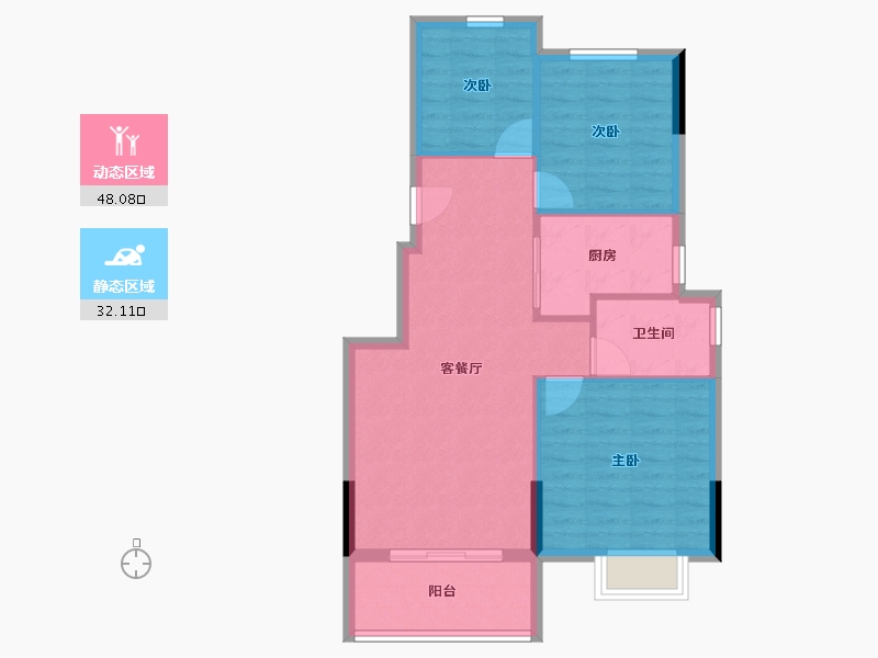 浙江省-宁波市-恒威·悦宾湾-72.79-户型库-动静分区